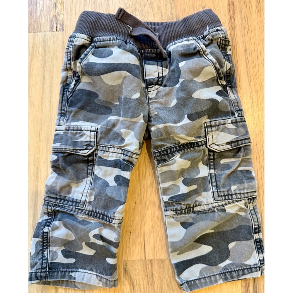 Gymboree Baby Boys Size 12-18 M Pull-On Gray Camo Cargo Pants